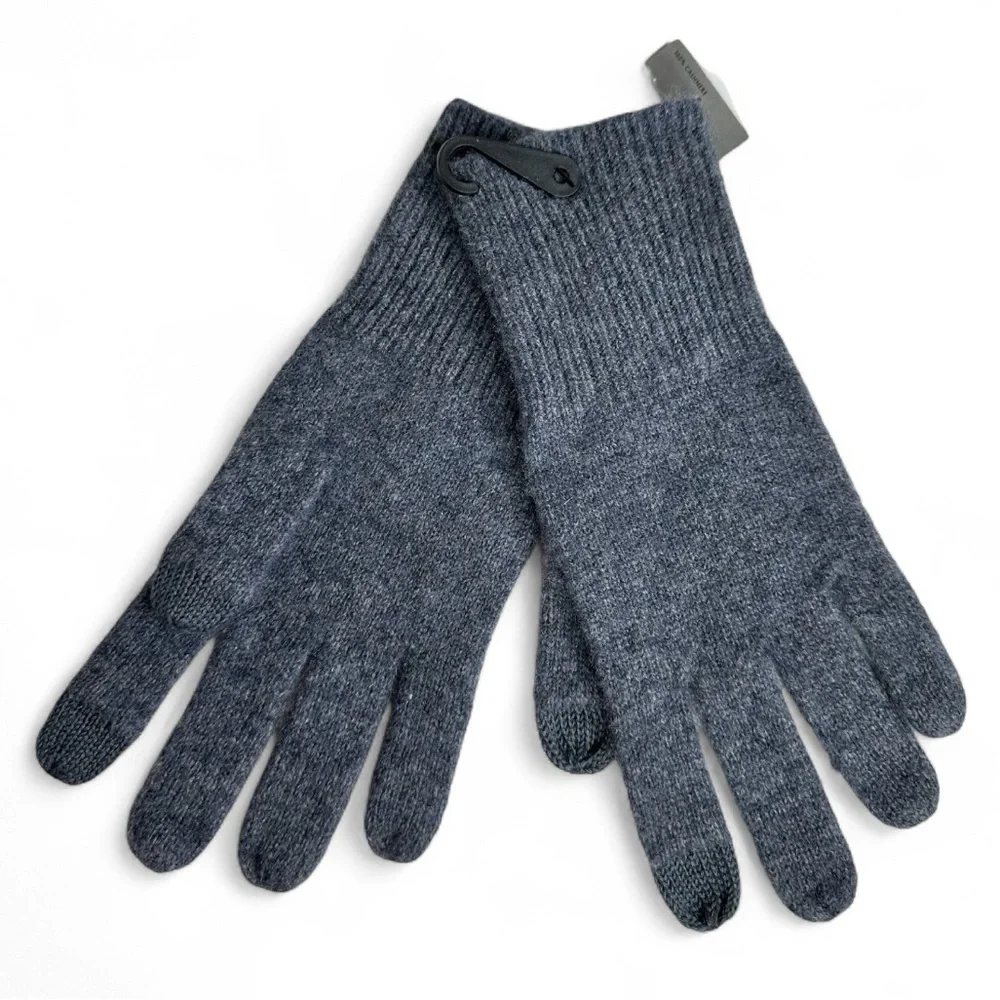 Nordstrom Rack Women’s 100% Cashmere Gloves NWT One Size Tech Touch Dark Gray